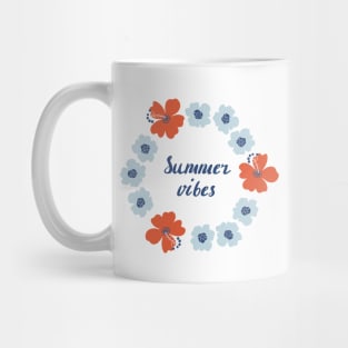 Round floral wreath with bold naive art tropical flowers Mug